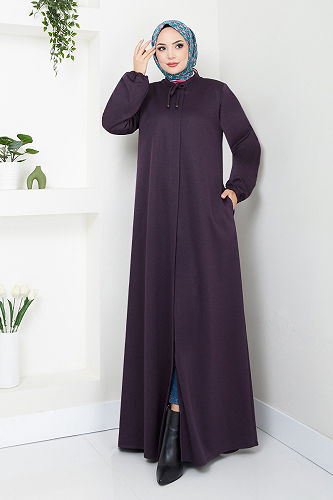 moda selvim معطف أرجواني 0132HMY948-M - Thumbnail