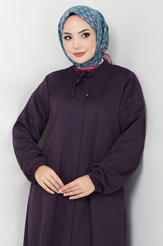 moda selvim معطف أرجواني 0132HMY948-M - Thumbnail