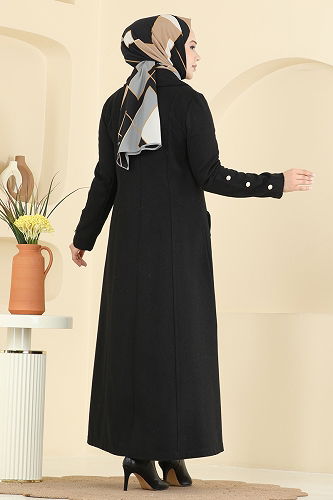 moda selvim Topcoat 1983TRT545 Black - Thumbnail