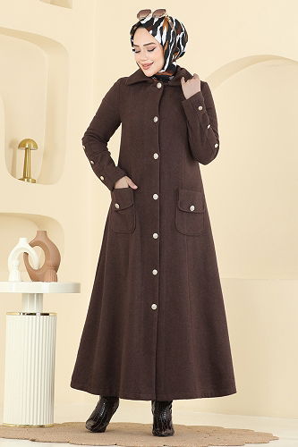 moda selvim Topcoat 1983TRT545 Brown - Thumbnail