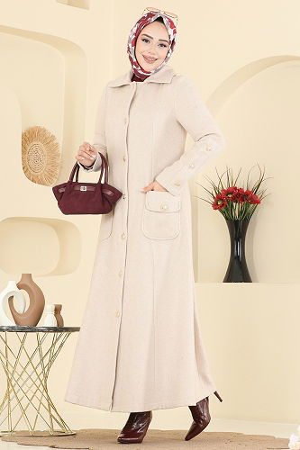 moda selvim معطف بيج 1983TRT545 - Thumbnail