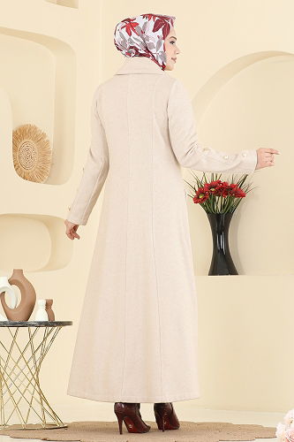 moda selvim معطف بيج 1983TRT545 - Thumbnail