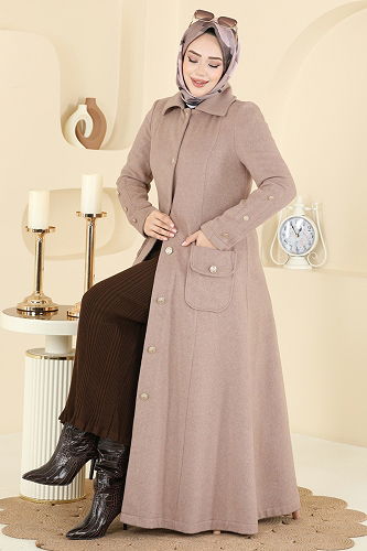 moda selvim معطف بيج 1983TRT545 - Thumbnail