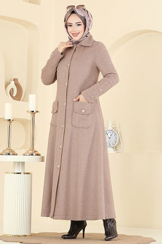 moda selvim معطف بيج 1983TRT545 - Thumbnail