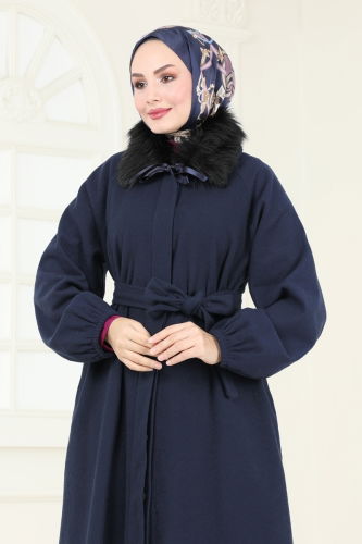 moda selvim Topcoat 2057BG354 Navy Blue - Thumbnail