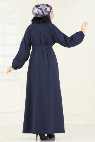 moda selvim Topcoat 2057BG354 Navy Blue - Thumbnail