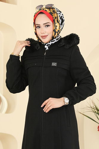 moda selvim Topcoat 2076OZT1013 Black - Thumbnail