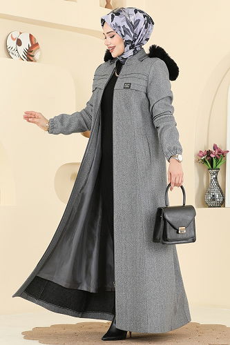 moda selvim Topcoat 2076OZT1013 Gray - Thumbnail