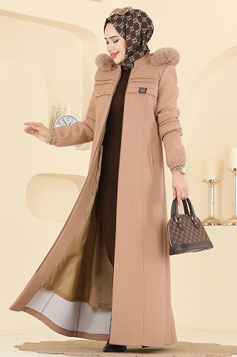 moda selvim معطف بيج 2076OZT1013 - Thumbnail