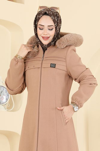 moda selvim معطف بيج 2076OZT1013 - Thumbnail