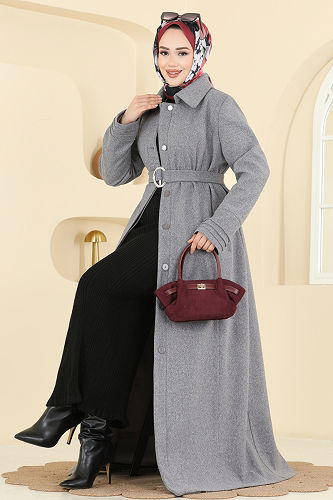 moda selvim Topcoat 2078OZT1013 Gray - Thumbnail