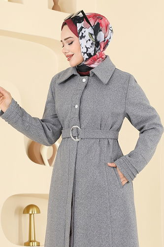 moda selvim Topcoat 2078OZT1013 Gray - Thumbnail