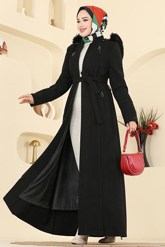 moda selvim Topcoat 2080OZT1013 Black - Thumbnail