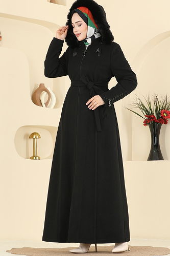 moda selvim Topcoat 2080OZT1013 Black - Thumbnail