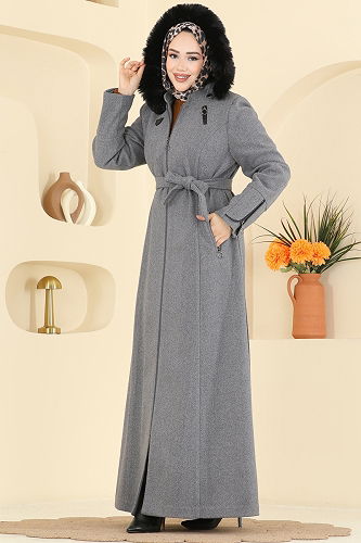 moda selvim Topcoat 2080OZT1013 Gray - Thumbnail