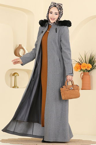 moda selvim Topcoat 2080OZT1013 Gray - Thumbnail