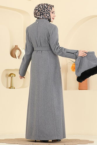 moda selvim معطف رمادي 2080OZT1013 - Thumbnail
