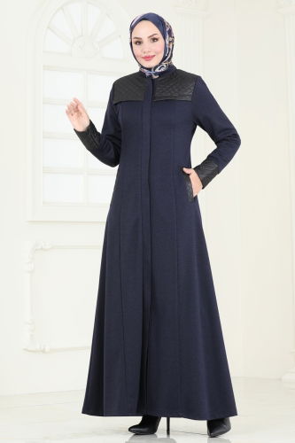 moda selvim Topcoat 2250EDM718 Navy Blue - Thumbnail