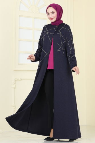 moda selvim Topcoat 2263EDM718 Navy Blue - Thumbnail