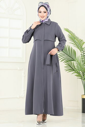 moda selvim معطف رمادي 2630SL432 - Thumbnail