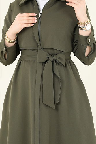 moda selvim معطف اخضر عفني 2630SL432 - Thumbnail