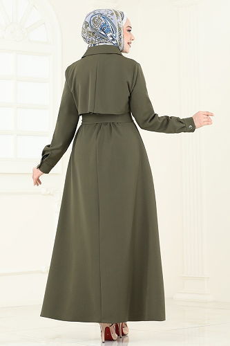 moda selvim معطف اخضر عفني 2630SL432 - Thumbnail