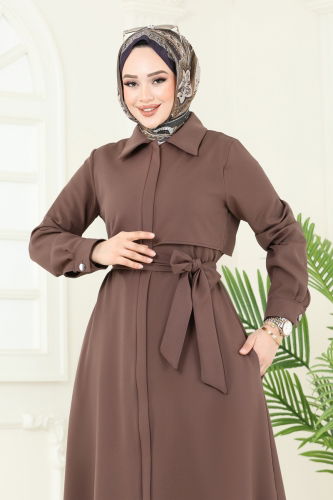 moda selvim معطف بني فاتح 2630SL432 - Thumbnail