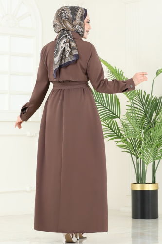 moda selvim معطف بني فاتح 2630SL432 - Thumbnail