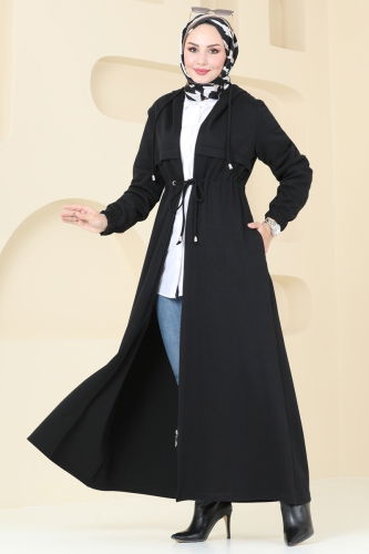 moda selvim Topcoat 293DVL817 Black - Thumbnail