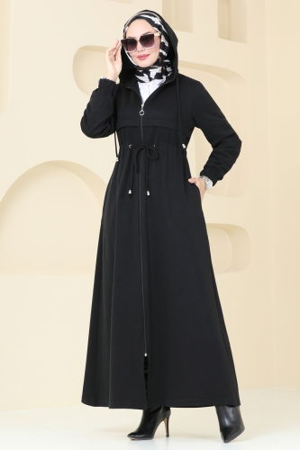 moda selvim Topcoat 293DVL817 Black - Thumbnail