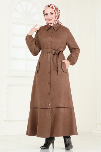 moda selvim Topcoat 5282AL357 Brown - Thumbnail