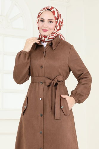 moda selvim Topcoat 5282AL357 Brown - Thumbnail