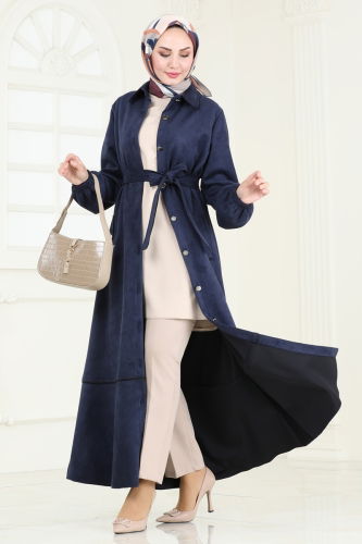 moda selvim Topcoat 5282AL357 Navy Blue - Thumbnail