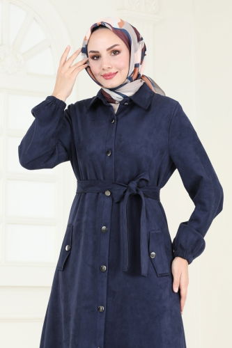 moda selvim Topcoat 5282AL357 Navy Blue - Thumbnail