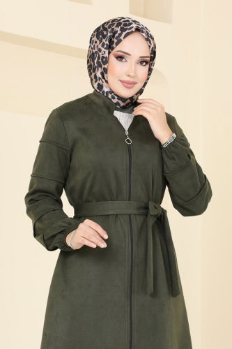 moda selvim Topcoat 6616YG95 Khaki - Thumbnail