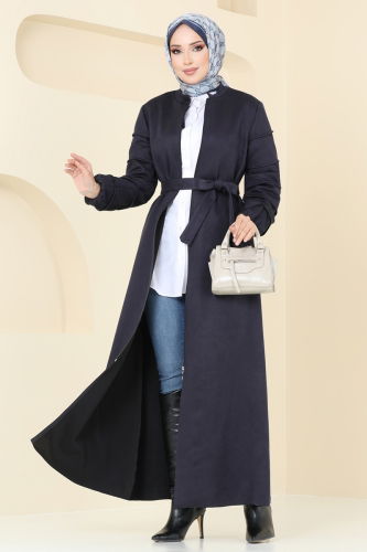 moda selvim Topcoat 6616YG95 Navy Blue - Thumbnail