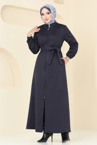 moda selvim Topcoat 6616YG95 Navy Blue - Thumbnail