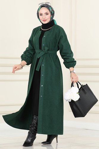 moda selvim 2048BG354 الزيتي ستره شتويه - Thumbnail