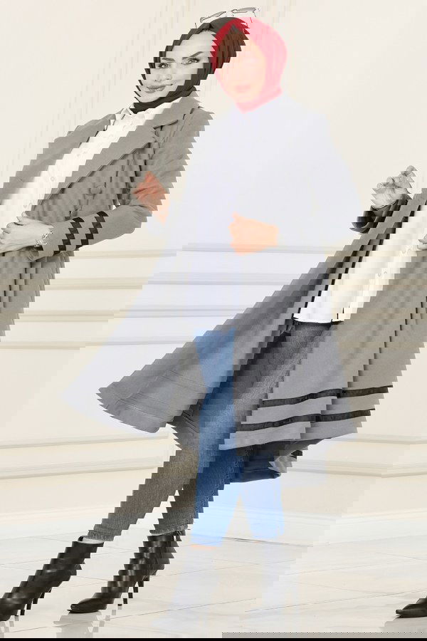 Modaselvim خصم صافٍ20%+20% في سلة التسوق 2305MRK805 الفضي ستره شتويه