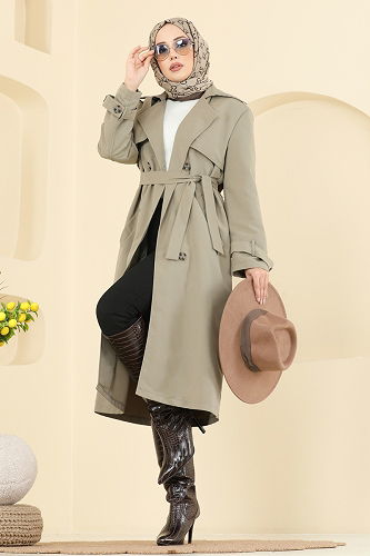 moda selvim Trenchcoat 039OZT1013 Almond Green - Thumbnail