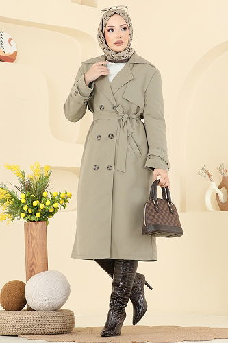 moda selvim Trenchcoat 039OZT1013 Almond Green - Thumbnail