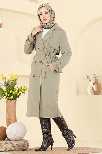 moda selvim Trenchcoat 039OZT1013 Almond Green - Thumbnail