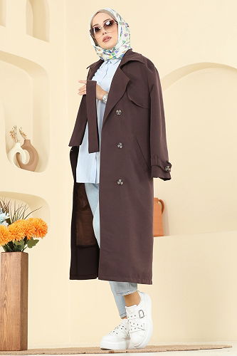 moda selvim Trenchcoat 039OZT1013 Bitter Brown - Thumbnail