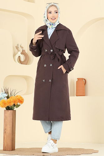 moda selvim Trenchcoat 039OZT1013 Bitter Brown - Thumbnail