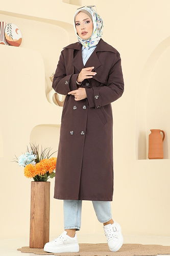 moda selvim Trenchcoat 039OZT1013 Bitter Brown - Thumbnail