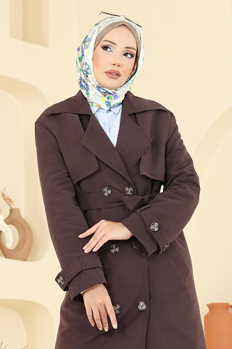 moda selvim Trenchcoat 039OZT1013 Bitter Brown - Thumbnail