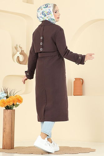 moda selvim Trenchcoat 039OZT1013 Bitter Brown - Thumbnail