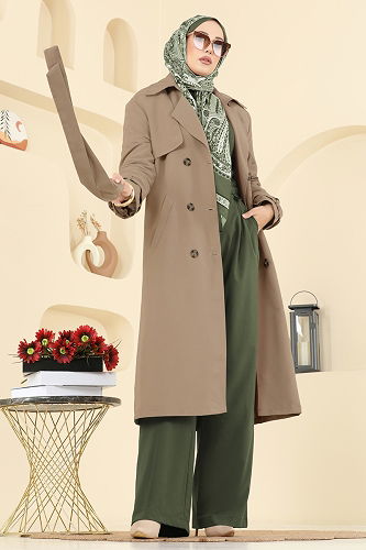 moda selvim Trenchcoat 039OZT1013 Vision - Thumbnail