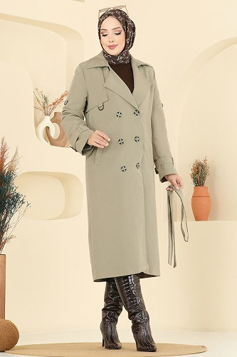 moda selvim Trenchcoat 040OZT1013 Almond Green - Thumbnail