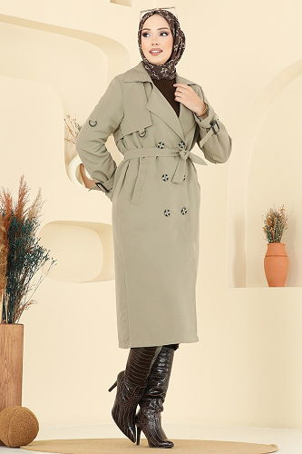 moda selvim Trenchcoat 040OZT1013 Almond Green - Thumbnail